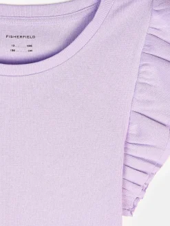 GATE Prążkowana koszulka z falbankami|Dzieci Dziewczynki·Koszulki I Topy