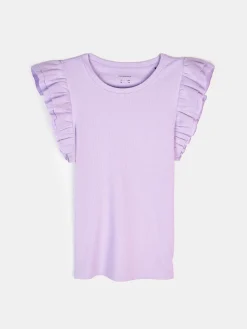 GATE Prążkowana koszulka z falbankami|Dzieci Dziewczynki·Koszulki I Topy