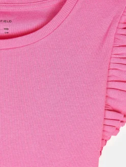 GATE Prążkowana koszulka z falbankami|Dzieci Dziewczynki·Koszulki I Topy