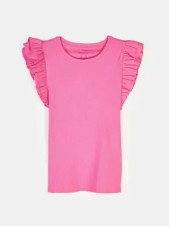 GATE Prążkowana koszulka z falbankami|Dzieci Dziewczynki·Koszulki I Topy