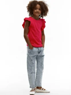 GATE Prążkowana koszulka z falbankami|Dzieci Dziewczynki·Koszulki I Topy