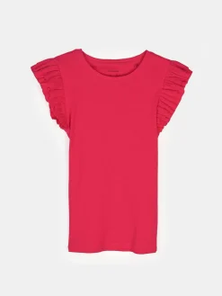 GATE Prążkowana koszulka z falbankami|Dzieci Dziewczynki·Koszulki I Topy
