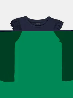 GATE Prążkowana koszulka z falbankami|Dzieci Dziewczynki·Koszulki I Topy