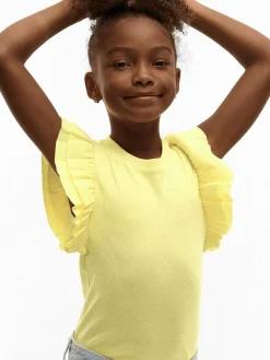 GATE Prążkowana koszulka z falbankami|Dzieci Dziewczynki·Koszulki I Topy