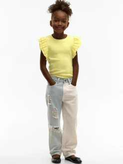 GATE Prążkowana koszulka z falbankami|Dzieci Dziewczynki·Koszulki I Topy