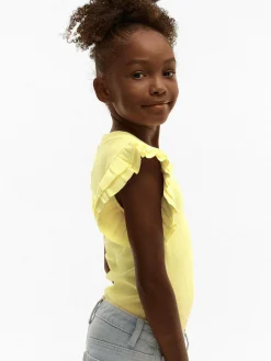 GATE Prążkowana koszulka z falbankami|Dzieci Dziewczynki·Koszulki I Topy