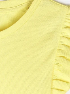 GATE Prążkowana koszulka z falbankami|Dzieci Dziewczynki·Koszulki I Topy