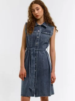 GATE Prążkowana sukienka z paskiem| Kategorie·Sukienki