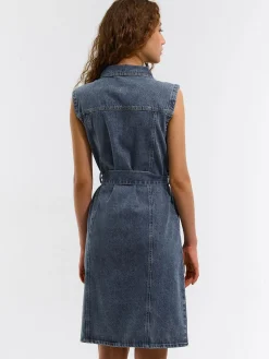 GATE Prążkowana sukienka z paskiem| Kategorie·Sukienki