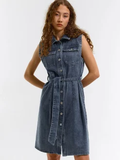 GATE Prążkowana sukienka z paskiem| Kategorie·Sukienki