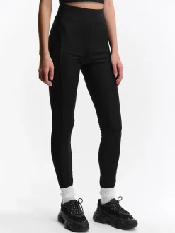 GATE Prążkowane legginsy z asymetrycznymi przeszyciami| Spodnie·Legginsy