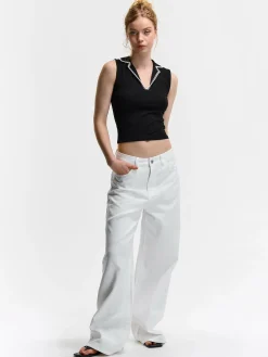 GATE Prążkowany top bez rękawów| Koszulki I Topy·Podkoszulki ☀️