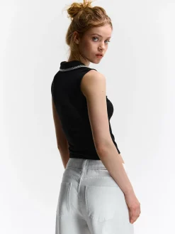 GATE Prążkowany top bez rękawów| Koszulki I Topy·Podkoszulki ☀️