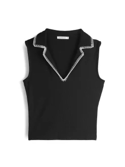 GATE Prążkowany top bez rękawów| Koszulki I Topy·Podkoszulki ☀️