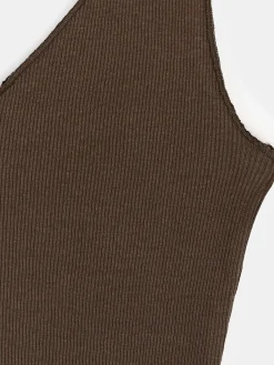 GATE Prążkowany top bez rękawów z falowanym brzegiem| Koszulki I Topy·Podkoszulki ☀️