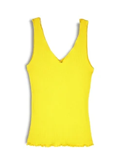 GATE Prążkowany top bez rękawów z falowanym brzegiem| Koszulki I Topy·Podkoszulki ☀️