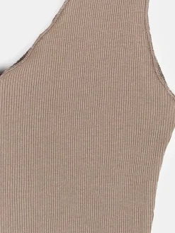 GATE Prążkowany top bez rękawów z falowanym brzegiem| Koszulki I Topy·Podkoszulki ☀️