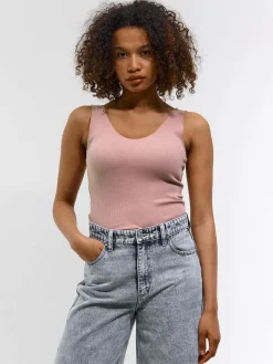 GATE Prążkowany top bez rękawów z falowanym brzegiem| Koszulki I Topy·Podkoszulki ☀️