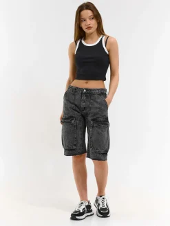 GATE Prążkowany top bez rękawów z kontrastowym obszyciem| Koszulki I Topy·Podkoszulki ☀️