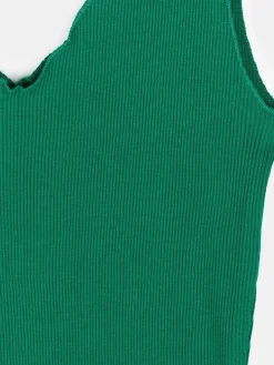 GATE Prążkowany top bez rękawów z falowanym brzegiem| Koszulki I Topy·Podkoszulki ☀️