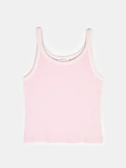 GATE Prążkowany top bez rękawów z kontrastowym obszyciem| Koszulki I Topy·Podkoszulki ☀️