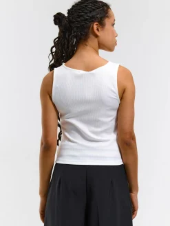 GATE Prążkowany top bez rękawów z falbankami| Koszulki I Topy·Podkoszulki ☀️