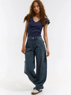 GATE Prążkowany top z falbankami| Koszulki I Topy·Topy