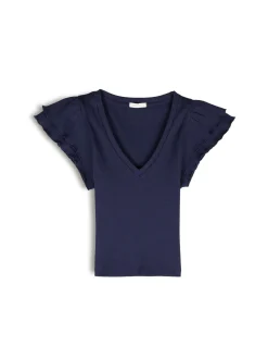 GATE Prążkowany top z falbankami| Koszulki I Topy·Topy