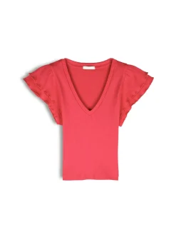 GATE Prążkowany top z falbankami| Koszulki I Topy·Topy