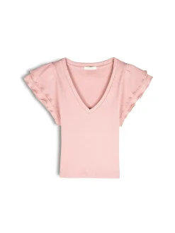 GATE Prążkowany top z falbankami| Koszulki I Topy·Topy