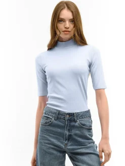 GATE Prążkowany top z golfem| Koszulki I Topy·Topy|Koszulki I Topy·Golfy