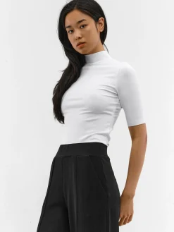 GATE Prążkowany top z golfem| Koszulki I Topy·Topy|Koszulki I Topy·Golfy