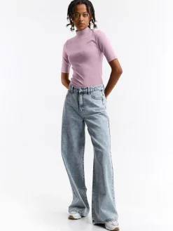 GATE Prążkowany top z golfem| Koszulki I Topy·Topy|Koszulki I Topy·Golfy