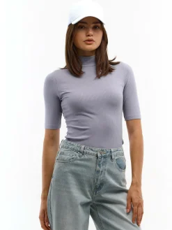 GATE Prążkowany top z golfem| Koszulki I Topy·Topy|Koszulki I Topy·Golfy