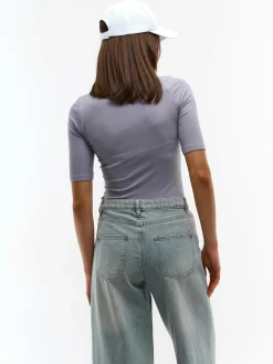 GATE Prążkowany top z golfem| Koszulki I Topy·Topy|Koszulki I Topy·Golfy