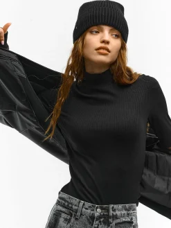 GATE Prążkowany top z golfem| Koszulki I Topy·Topy|Koszulki I Topy·Golfy