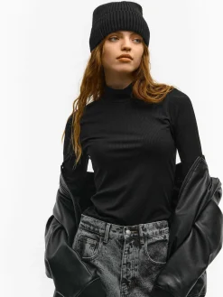 GATE Prążkowany top z golfem| Koszulki I Topy·Topy|Koszulki I Topy·Golfy