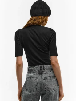 GATE Prążkowany top z golfem| Koszulki I Topy·Topy|Koszulki I Topy·Golfy