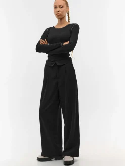 GATE Prążkowany top z metaliczną nitką| Koszulki I Topy·Topy