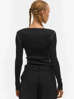 GATE Prążkowany top z metaliczną nitką| Koszulki I Topy·Topy