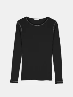 GATE Prążkowany top z metaliczną nitką| Koszulki I Topy·Topy