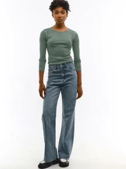 GATE Prążkowany top z metaliczną nitką| Koszulki I Topy·Topy