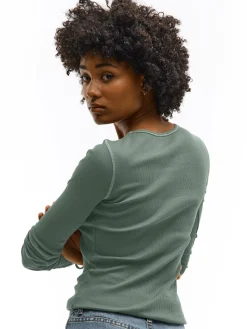 GATE Prążkowany top z metaliczną nitką| Koszulki I Topy·Topy