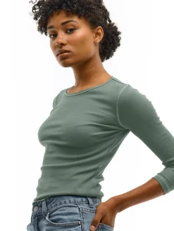 GATE Prążkowany top z metaliczną nitką| Koszulki I Topy·Topy