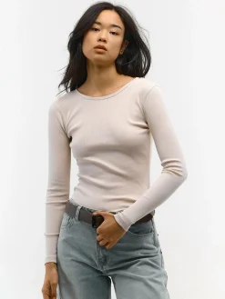 GATE Prążkowany top z metaliczną nitką| Koszulki I Topy·Topy