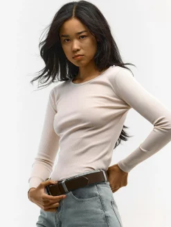 GATE Prążkowany top z metaliczną nitką| Koszulki I Topy·Topy