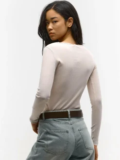 GATE Prążkowany top z metaliczną nitką| Koszulki I Topy·Topy