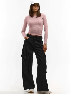 GATE Prążkowany top z metaliczną nitką| Koszulki I Topy·Topy