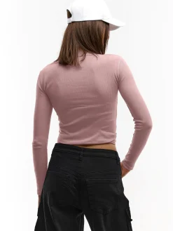 GATE Prążkowany top z metaliczną nitką| Koszulki I Topy·Topy