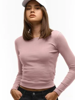 GATE Prążkowany top z metaliczną nitką| Koszulki I Topy·Topy